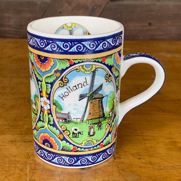 Vtg Agro Delfts Poly Holland Windmill Mug - Picture 8 of 11